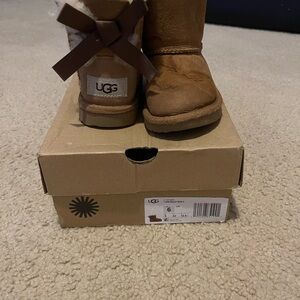 UGG Kids Tan Boots with Bow Accent